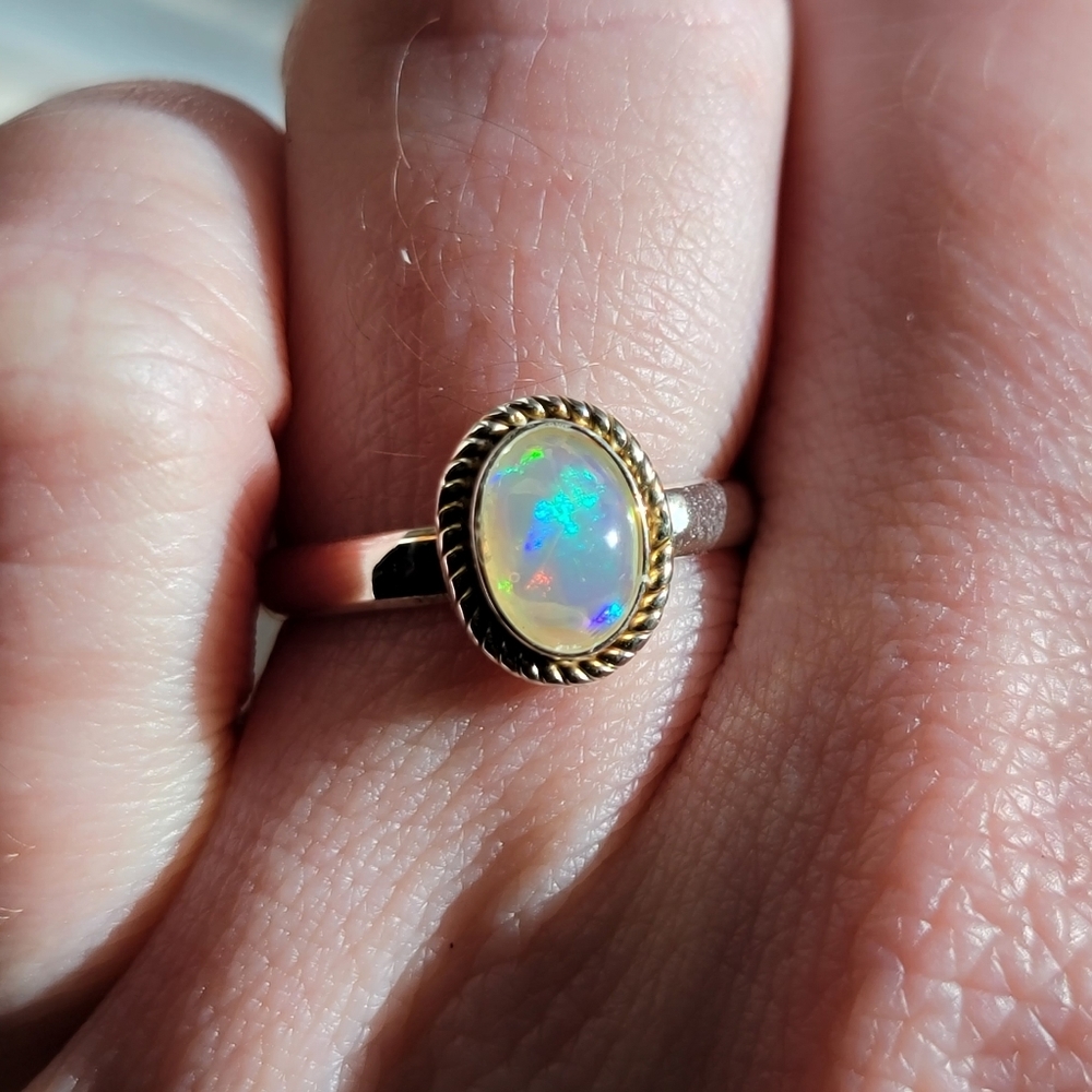 Fire Opal Sterling Silver Ring Size 6 - Picture 6 of 8